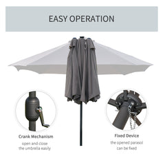 Outsunny 4.4m Double-Sided Sun Umbrella Patio Parasol LED Solar Lights Dark Grey