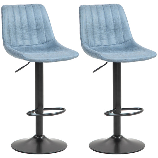 HOMCOM Set of Two Retro Tub Bar Stools - Blue