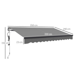 مظلة كهربائية من Outsunny مقاس 3.5 × 3(م) مع جهاز تحكم عن بعد، إطار من الألومنيوم، مظلة قابلة للسحب بنفسك، مظلة واقية من أشعة الشمس فوق البنفسجية 30+ للحديقة والفناء والشرفة والباب والنافذة، باللون الرمادي الداكن
