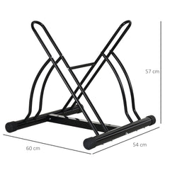 HOMCOM 2 Bike Floor Parking Stand Rack Indoor Outdoor Ground Reversible - Black