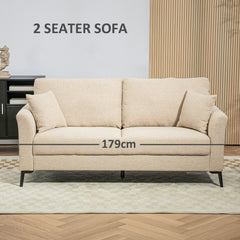 HOMCOM Three-Seater Linen-Look Sofa - Beige