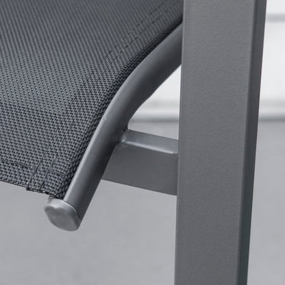 Outsunny Garden Chairs Set Of 2 Outdoor Chairs with Steel Frame Texteline Seats for Dining Patio Balcony Dark Grey and Black