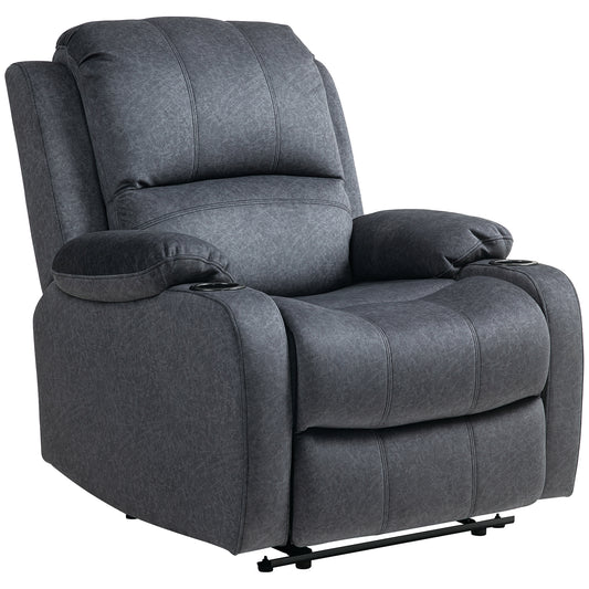 HOMCOM Microfibre Manual Reclining Armchair, with Footrest - Black