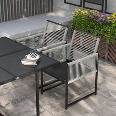 Outsunny Five-Piece Metal Dining Set, with Folding Back Chairs, Light Grey