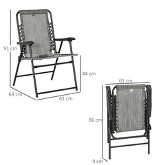 Outsunny Pieces Patio Folding Chair Set, Outdoor Portable Loungers for Camping Pool Beach Deck, Lawn Chairs with Armrest Steel Frame, Mixed Grey