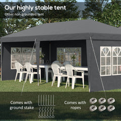 Outsunny 3 x 6m Pop-Up Gazebo, with Removable Walls - Grey