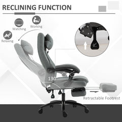 Vinsetto Office Chair, Fabric Desk Chair with Adjustable Massage Pillow, USB Power and Retractable Footrest, High Back, 360√Ç¬∞ Swivel, for Home, Grey