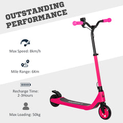 HOMCOM Electric Scooter, 120W Motor E-Scooter, Adjustable Height, Rear Brake for Ages 6+ Years - Pink