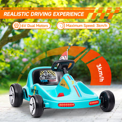 AIYAPLAY 6V Electric Go Kart for Kids with Music, Light, Horn, for 3-5 Years, Blue