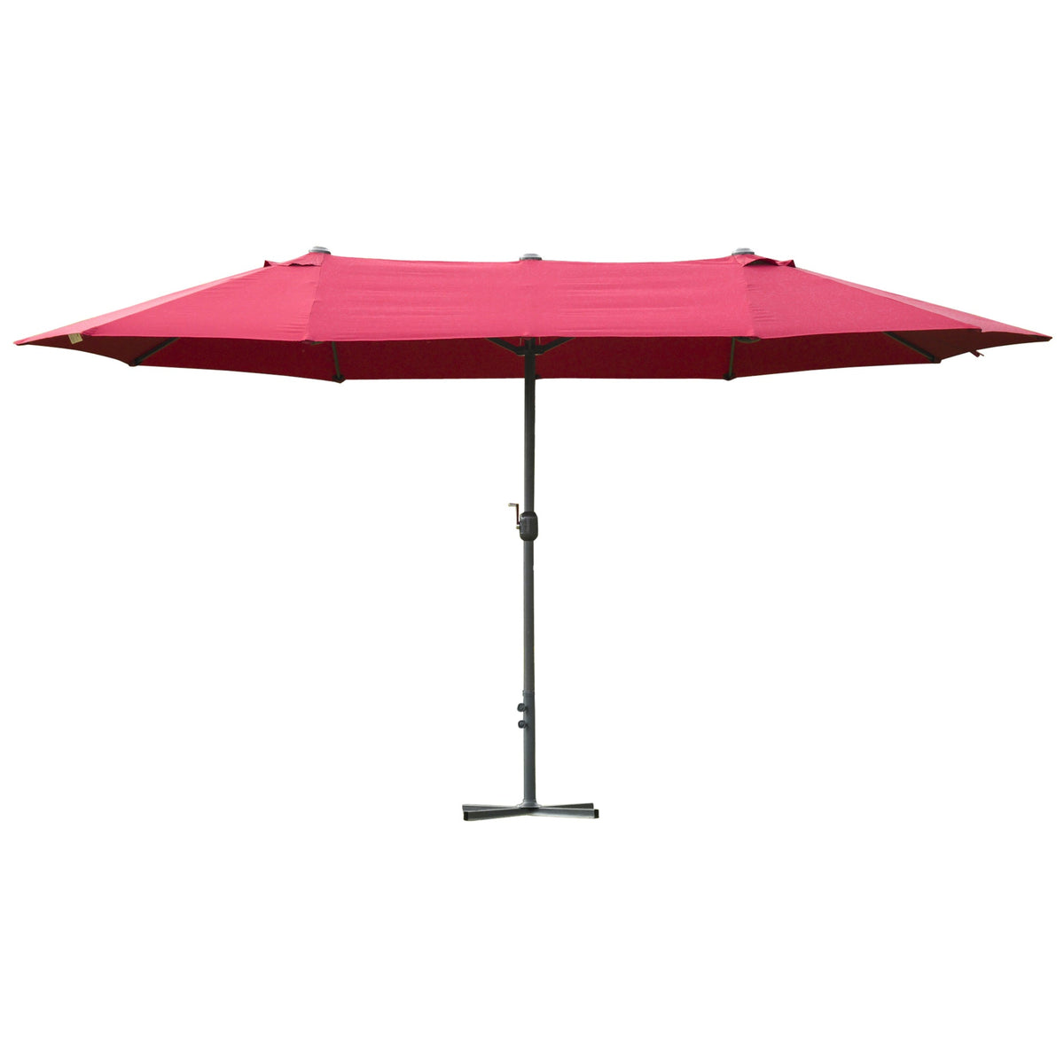 Outsunny 4.6M Sun Umbrella Canopy Double-sided Crank Sun Shade w/ Cross Base Wine Red