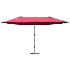 Outsunny 4.6M Sun Umbrella Canopy Double-sided Crank Sun Shade w/ Cross Base Wine Red