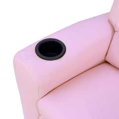 HOMCOM Kids Recliner Chair, PU Leather with Adjustable Backrest, Footrest, Padded Headrest, Pink