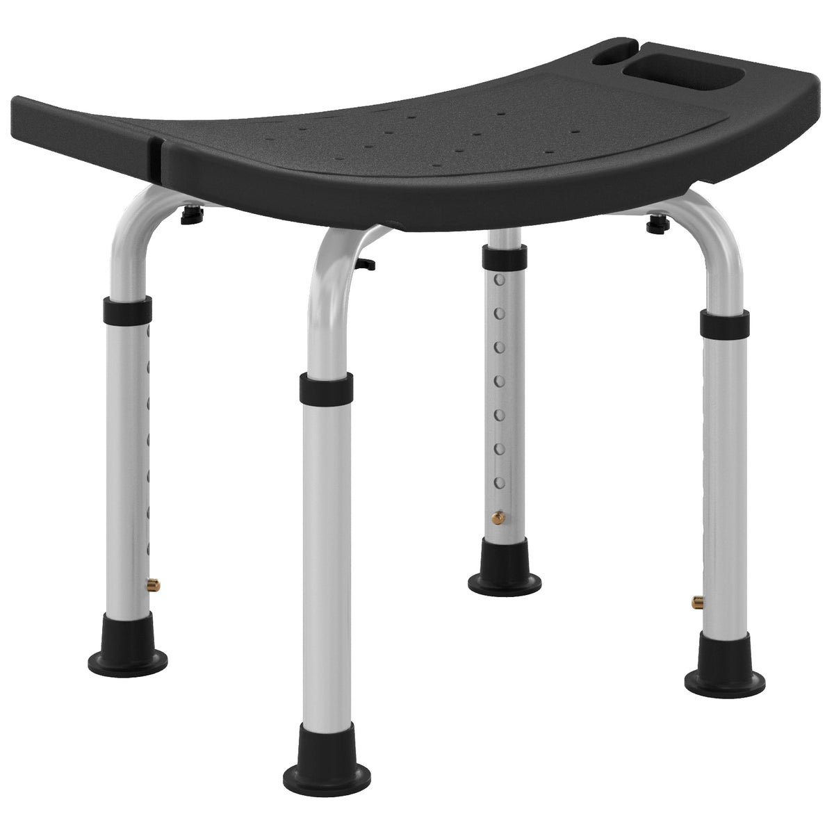 HOMCOM Height Adjustable Bath Stool, Aluminium Shower Stool with Non-Slip Pads for Elderly, Disabled, Seniors, Pregnant, Black