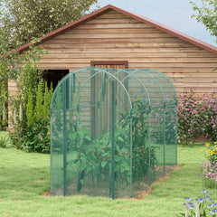 Outsunny 360 x 120cm Galvanised Steel Fruit Cage, Plant Protection Tent with Zipped Door, Green