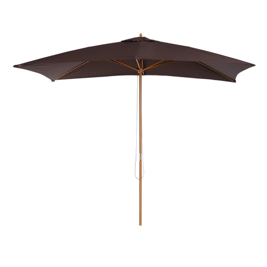 Outsunny 2 x 3m Wooden Garden Parasol Umbrella Outdoor Sun Shade Canopy, Dark Coffee