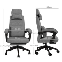 Vinsetto Linen-Look Office Chair, with 160√Ç¬∞ Reclining Back and Footrest - Grey