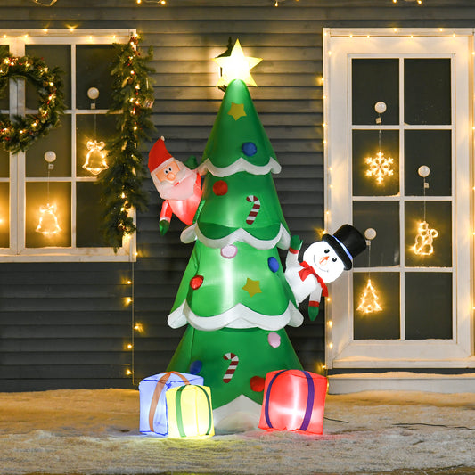 HOMCOM 7FT Christmas Inflatable Tree LED Lighted for Indoor Outdoor Decoration