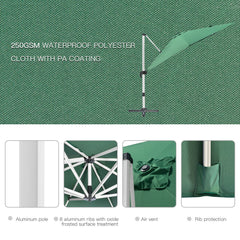 Outsunny 3 x 3(m) Cantilever Roma Parasol, Square Garden Umbrella with Cross Base, Crank Handle, Tilt, 360√Ç¬∞ Rotation and Aluminium Frame, Green