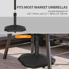 Outsunny 18kg Patio Parasol Base, Garden Concrete Umbrella Base, Outdoor Umbrella Stand Holder for Parasol Poles 34mm, 38mm and 48mm, Black