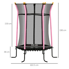 HOMCOM Kids Trampoline Mini Bouncer with Enclosure Safety Net For Ages 3-10 Years - Pink