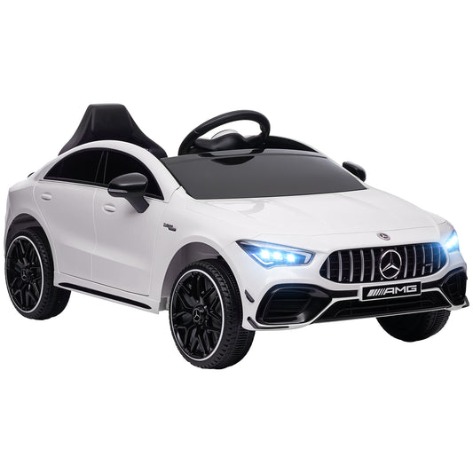 AIYAPLAY Mercedes-AMG CLA 45 Licensed 12V Kids Electric Car Ride on Car w/ Remote, Suspension Lights Music Horn - White