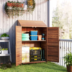 Outsunny 59 x 103.5 cm Two-Tier Wooden Garden Shed - Brown