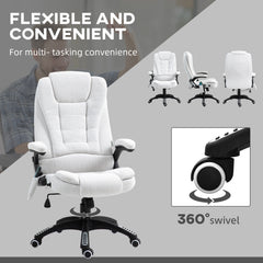 Vinsetto Massage Recliner Chair Heated Office Chair with Six Massage Points Linen-Feel Fabric 360√Ç¬∞ Swivel Wheels Cream White