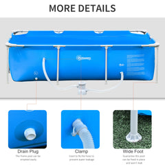 Outsunny Steel Frame Pool with Filter Pump, Filter Cartridge, Reinforced Sidewalls Rust Resistant Above Ground Swimming Pool 252 x 152 x 65cm, Blue