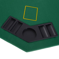 HOMCOM 8 Player Folding Games Poker Table with Chip Cup Holder Steel Base Felt Top Octagon Blackjack Green