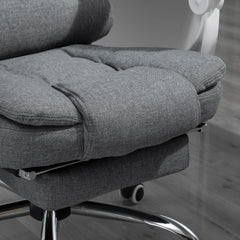 Vinsetto Office Chair, Computer Desk Chair, Linen Fabric Swivel Rolling Task Chair with Large Soft Padded Cushion, 135√Ç¬∞ Reclining Backrest and Retractable Footrest, Grey