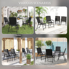 Outsunny Set of Four Folding Rattan Seat Chairs - Black