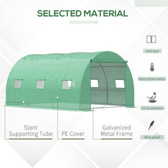 Outsunny Walk-in Polytunnel Greenhouse, Outdoor Garden Tunnel Greenhouse Tent with Zipped Roll-Up Door and 6 Mesh Windows, 4 x 3M