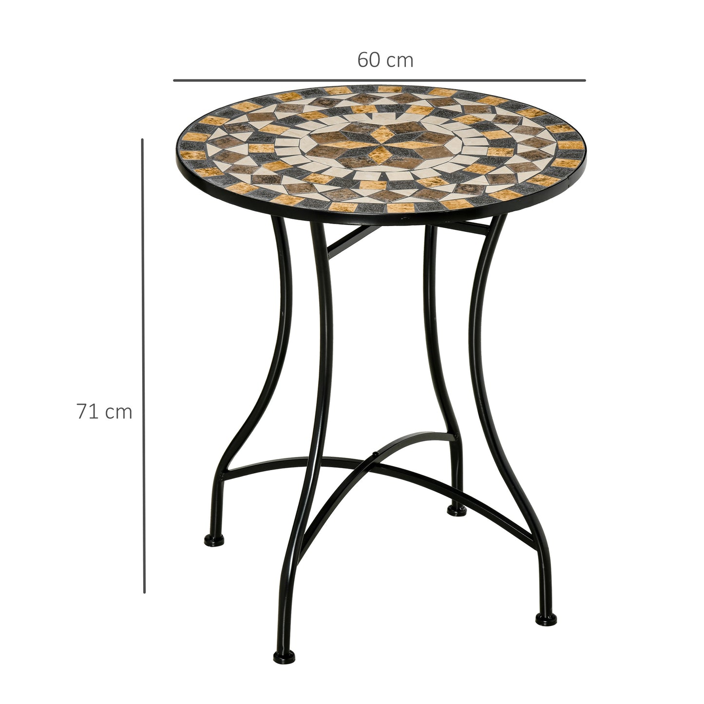 Outsunny 60cm Mosaic Outdoor Patio Table - Grey