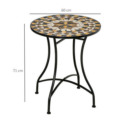 Outsunny 60cm Mosaic Outdoor Patio Table - Grey