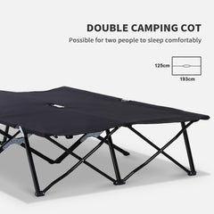 Outsunny Double Camping Cot Bed, with Bag - Black