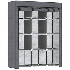 HOMCOM Fabric Wardrobe, Portable Wardrobe, Clothes Storage Unit with 8 Shelves, 2 Hanging Rods, 125 x 43 x 162.5 cm, Dark Grey