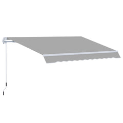 Outsunny Awning Canopy Manual Retractable Porch Sun Shade Shelter 3 x 2m Light Grey