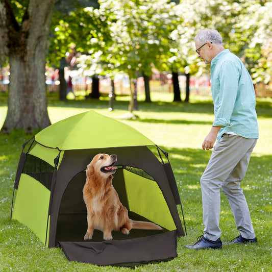 PawHut Foldable Dog Cat Tent with Water-Resistant Oxford, Carry Bag for Extra Large Dog, Green