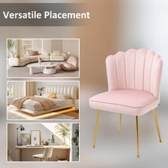 HOMCOM Velvet-Feel Shell Accent Chair - Pink