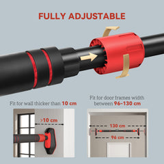 SPORTNOW Pull Up Bar Doorway No Screws, Door Frame Chin Up Bar with Level Metre, 96-130 cm (37.8"-51.2") Width Adjustable for Home Gym, Max Load 200kg