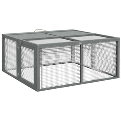 PawHut Wooden Folding Rabbit Hutch, for 2-3 Rabbits - Grey