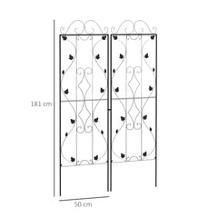 Outsunny Metal Trellis Set of 2, Garden Trellis for Climbing Plants Support Frames, Leaf Design