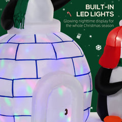 HOMCOM 5ft Christmas Inflatable Two Penguins Wearing a Scarf with Ice House Blow Up Decor Home Indoors with Built-in LED Lights Outdoor Toys in Lawn Garden