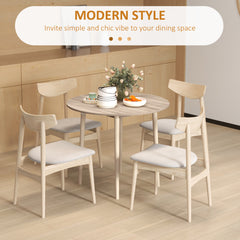 HOMCOM Folding Dining Table for 4, Round Drop Leaf Table, Modern Space Saving Small Kitchen Table with Wood Legs for Dining Room, Natural