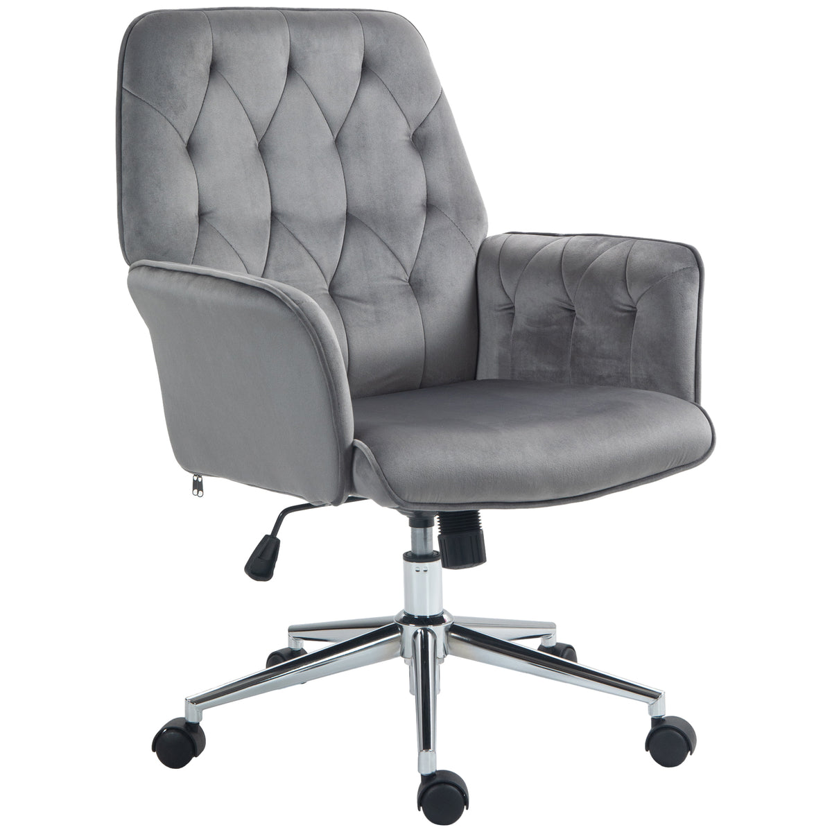 Vinsetto Linen Computer Chair with Armrest, Modern Swivel Chair with Adjustable Height, Dark Grey