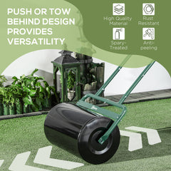 Outsunny 38L Fillable Cylinder Steel Lawn Roller - Dark Green