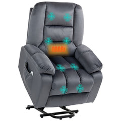 HOMCOM Leathaire Eight Massage Point Armchair, with Heat and Reclining Back - Grey