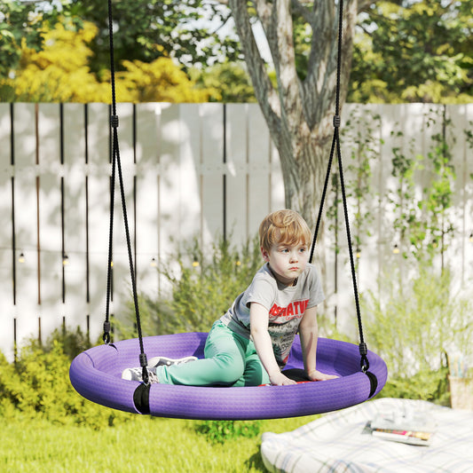 AIYAPLAY 100cm Diameter Nest Seat for Kids with Height Adjustable Hanging Ropes for Outdoor, Playground, Garden, Purple