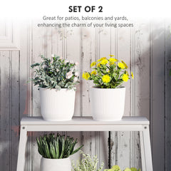 Outsunny Set of Two √ê¬§22cm Planters - White