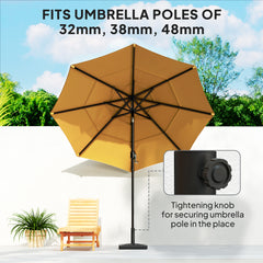 Outsunny Garden Parasol Base, 15kg HDPE Outdoor Umbrella Stand Parasol Stand with Cut-Out Design, Sun Umbrella Base for Deck Poolside, Black